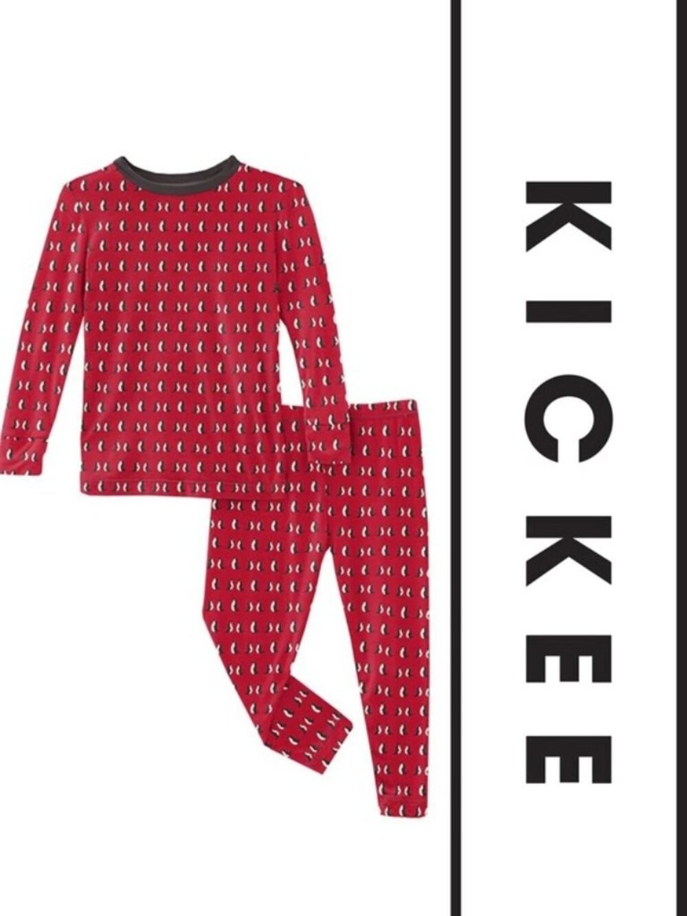 Kickee Pants | Crimson Penguin Print Long Sleeve Pajama Set | Size 14
